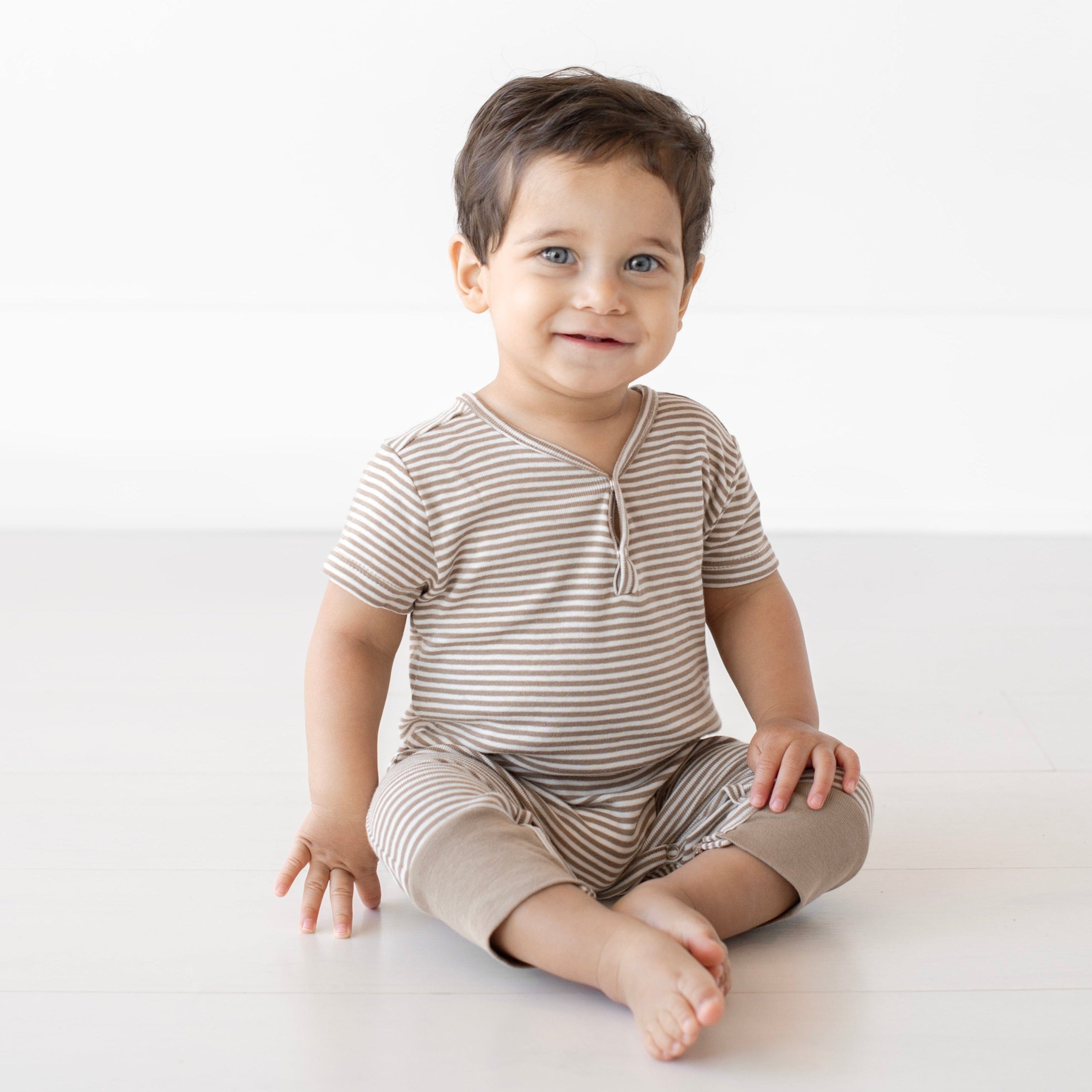 Petite Stripe S/slv V-neck Coverall